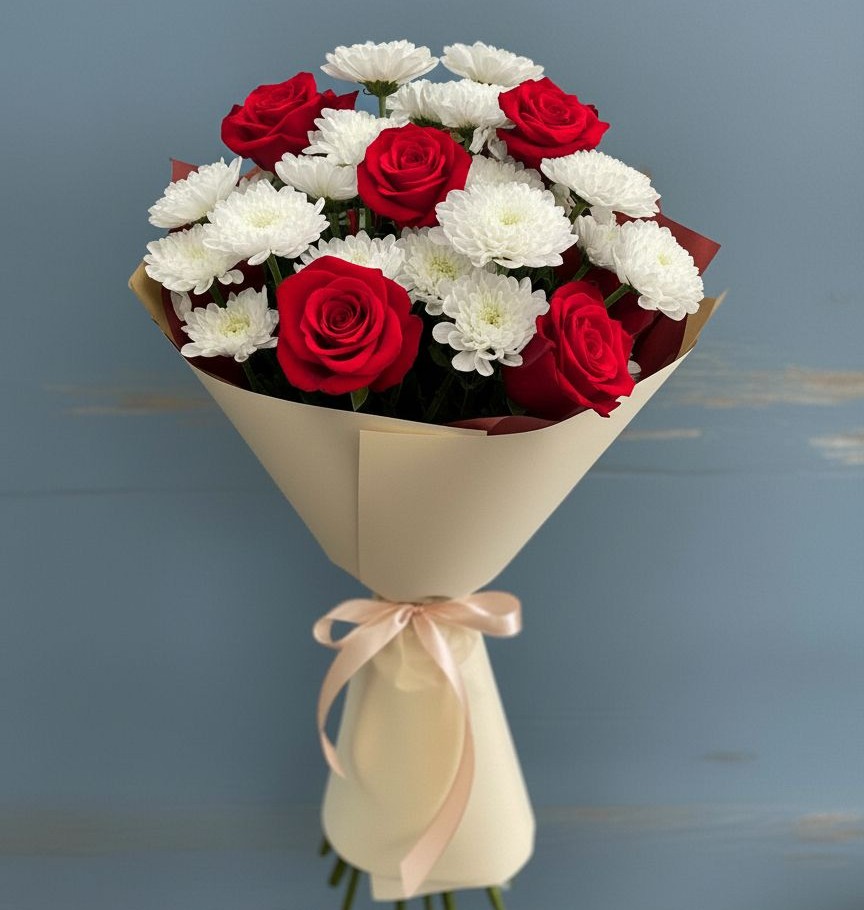 Букет цветов из: Розы и Хризантемы во Владивостоке