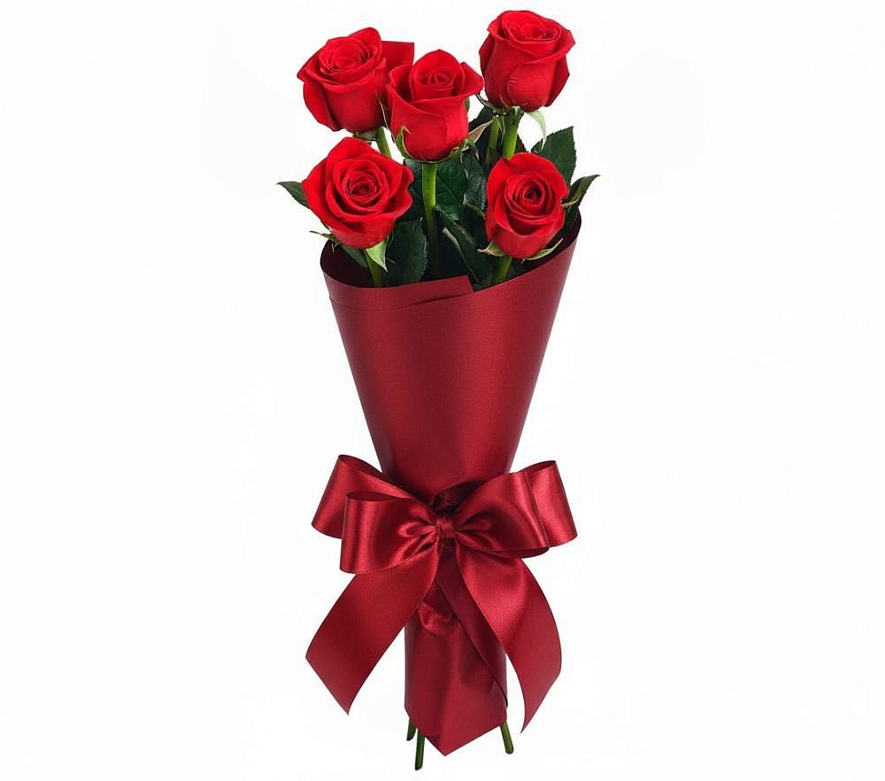 5 Красных роз Эдлесс Лав во Владивостоке Букет 5 Красных роз Эдлесс Лав во Владивостоке