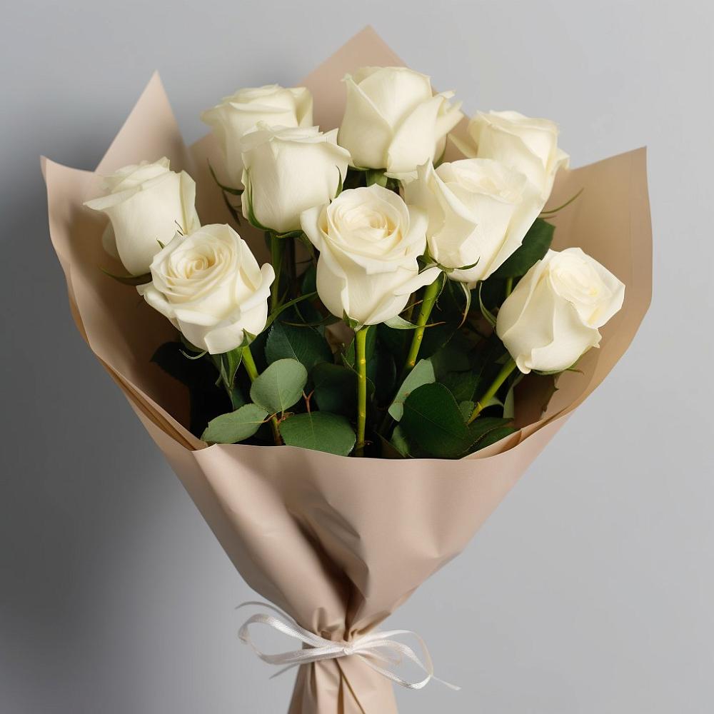 9 Белых роз Эдлесс Лав во Владивостоке Букет 9 Белых роз Эдлесс Лав во Владивостоке