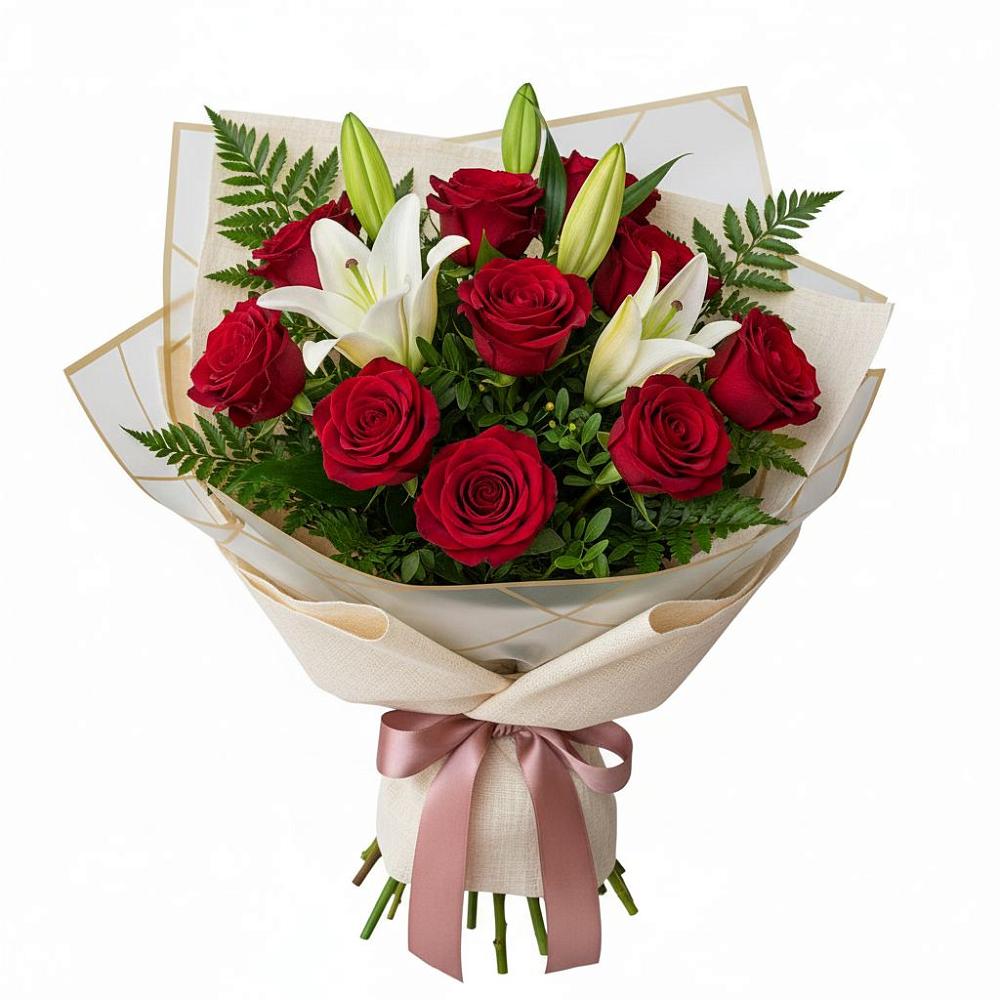 Букет высокая поэзия во Владивостоке Букет цветов из: Лилии и Розы во Владивостоке