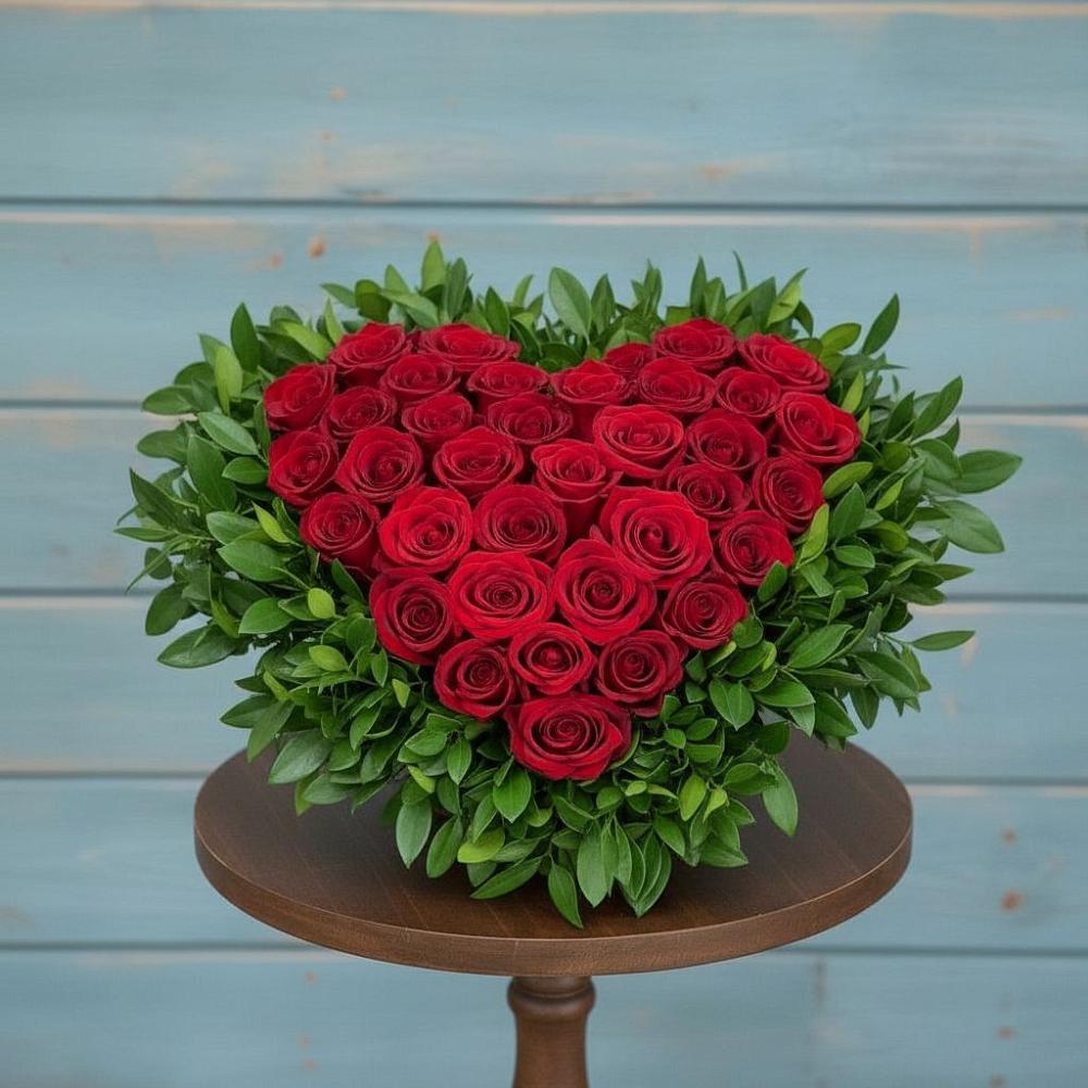 Цветочная композиция из Розы в виде сердца во Владивостоке