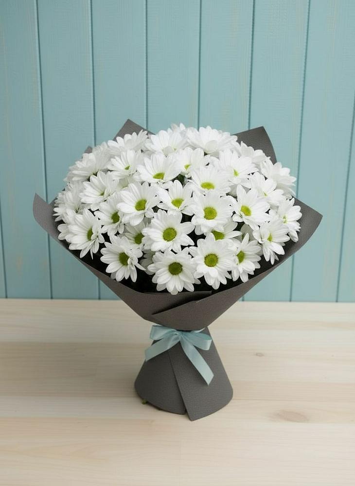 Букет белые хризантемы во Владивостоке Букет цветов из: Хризантемы во Владивостоке