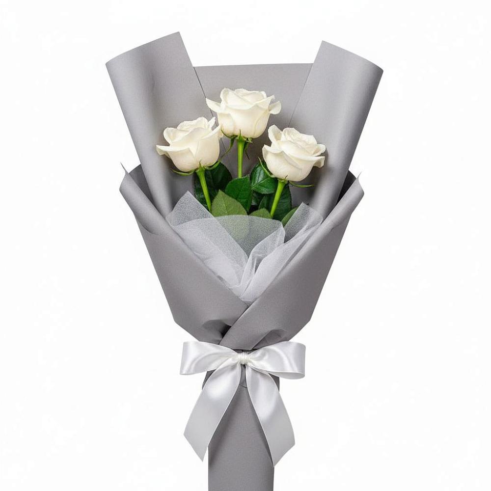 Букет 3 белые розы во Владивостоке