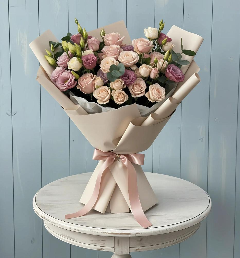 Букет цветов из: Розы и Лизиантусы во Владивостоке